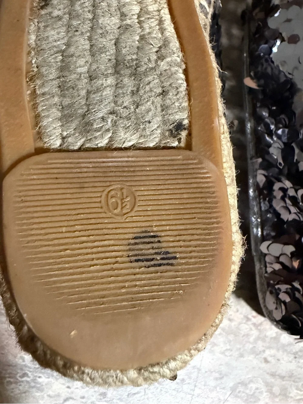 Tory Burch Silver Sequin Espadrille Flats